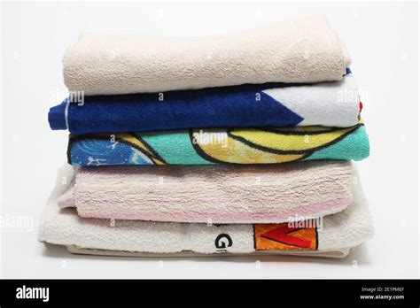 Stack of Towels on White Background Stock Photo - Alamy