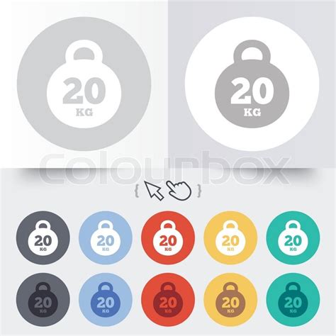 Weight Sign Icon 20 Kilogram Kg Stock Vector Colourbox