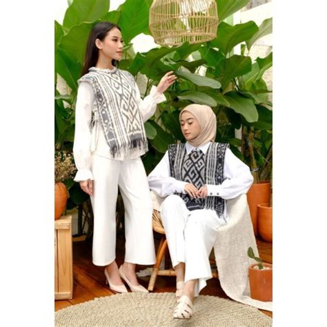 Jual ]vest Couple Batik Tenun Original[ Outer Tenun Toraja Songket Rompi Batik Cewe Cowo Atasan