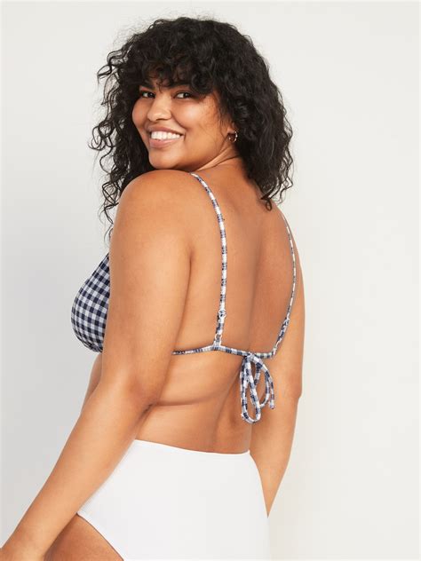 Gingham Textured Triangle Bikini Swim Top Old Navy