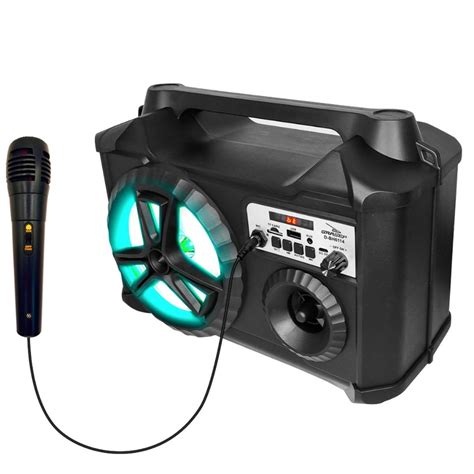 Caixa De Som Portatil Microfone - Caixa de som Bluetooth Com Microfone Portátil Led 20W Rms TWS Rádio Fm ...