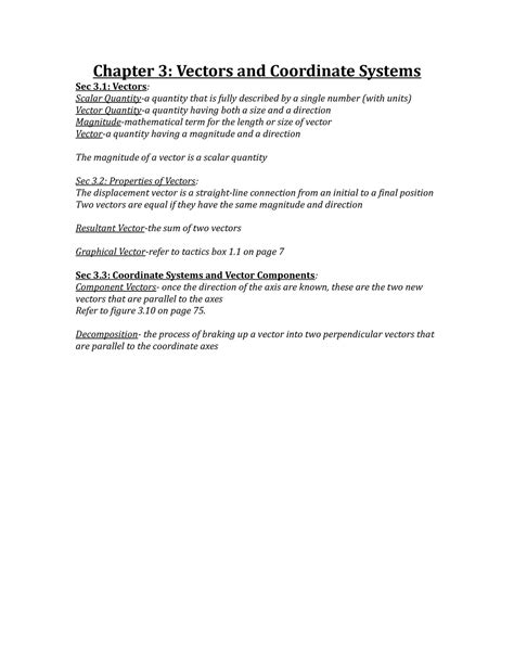 Physics Chapter 3 Vectors And Coordinate Systems Chapter 3 Vectors