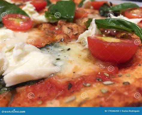 A pizza with toppings stock image. Image of fresh, fast - 179346455