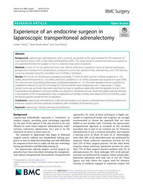 Pdf Experience Of An Endocrine Surgeon In Laparoscopic