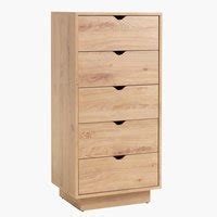 Commode 5 tiroirs MAMMEN mince bl chêne JYSK