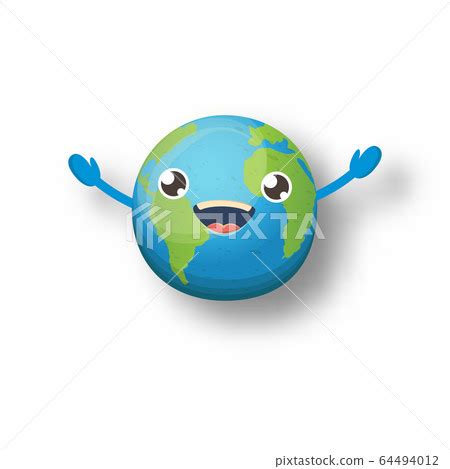 Cartoon Cute Smiling Earth Planet Character Stock Illustration