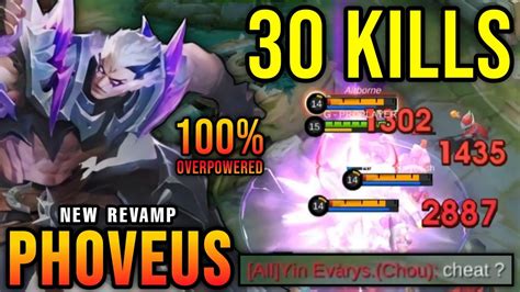 30 Kills Phoveus Revamp 100 Overpowered New Revamp Tryout ~ Mlbb