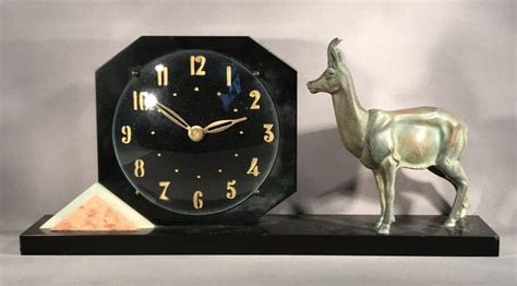 Wonderful Art Deco Marble Clock With Spelter Mountain Goat Catawiki