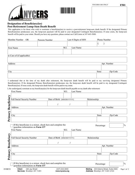 Nycers Form F501 ≡ Fill Out Printable Pdf Forms Online