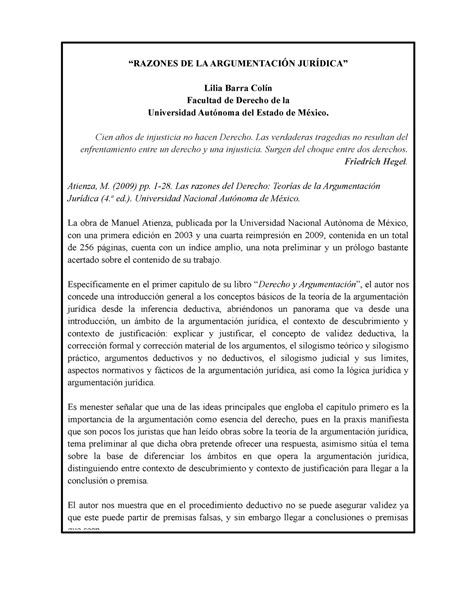 RecensióN LAS Razones DEL Derecho TeoríAS DE LA ArgumentacióN