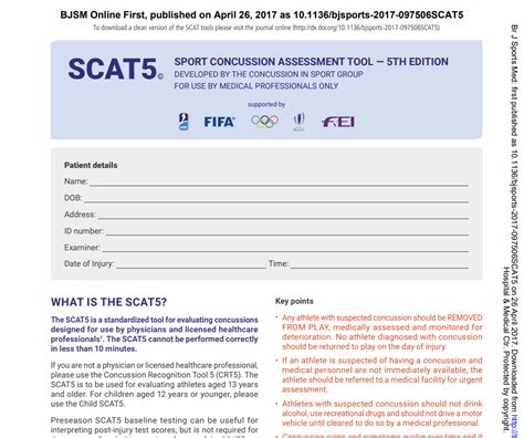 Sports Concussion Assessment Tool Barrow Neurological Institute