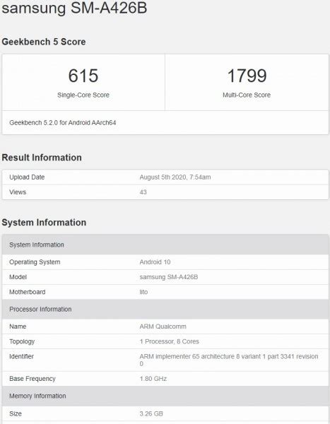 Samsung Galaxy A42 5G passes through Geekbench - GSMArena.com news