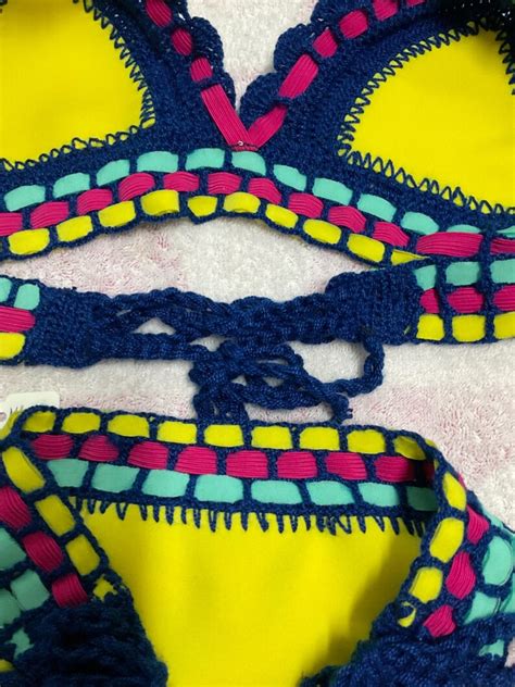 Bathing Suits Bikini Crochet Handmade Spandex Beach Wear Swimsuit Summer Beach