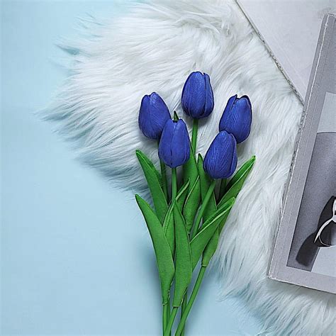 BalsaCircle 10 Royal Blue 13" Single Floral Stem Foam Tulips Flowers ...