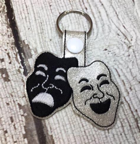 Drama Theater Masks Comedy and Tragedy Key Fob Design in - Etsy