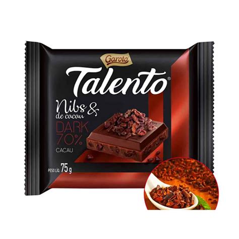 Chocolate Talento Nibs 70 Dark Cacau 75g Garoto Shopee Brasil