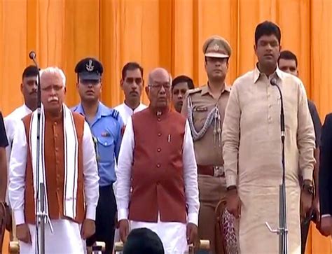 Ml Khattar Takes Oath As Haryana Cm Dushyant Chautala Becomes Dy Cm