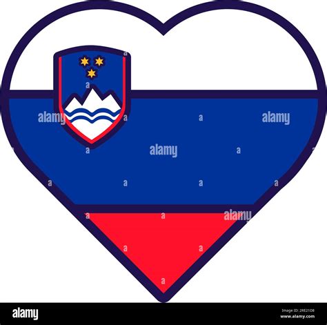 Patriot heart in national Slovenia flag colors. Festive element, attributes of Slovenia ...