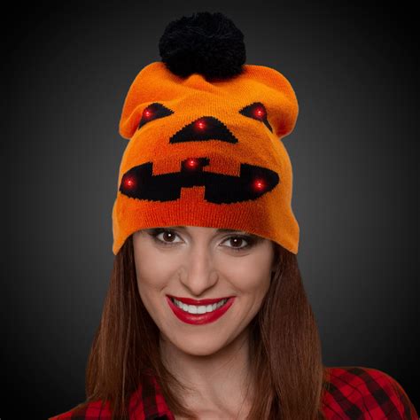 Halloween Pumpkin LED Knit Hat - Unimprintable - Hats