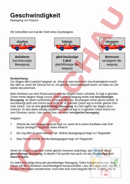 Arbeitsblatt Geschwindigkeit Gleichf Rmig Physik Mechanik Starrer