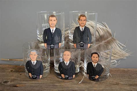 Painted Groomsmen Glasses These Cariacature Glasses Make A Fun T