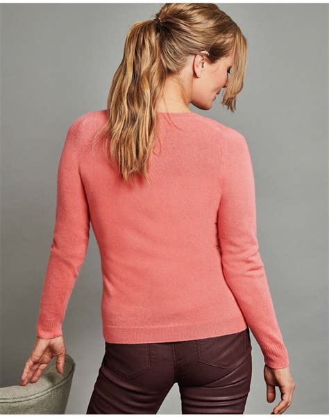 Salmon Pink Cashmere Slim Fit Crew Neck Sweater Pure Collection