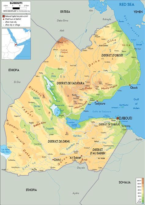 Djibouti Map (Physical) - Worldometer