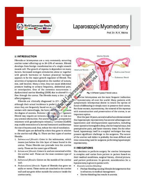 Pdf Laparoscopic Myomectomy A Minimally Invasive Solution For