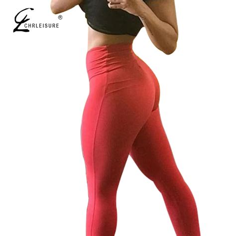 Chrleisure Sexy Push Up Fitness Leggings Solid Color High Waist Women Leggings Patchwork Workout