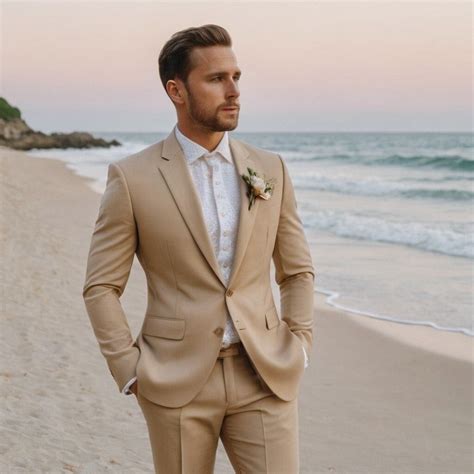 Custom Tan Wedding Suit For Men Beige Wedding Suit For Men Groom