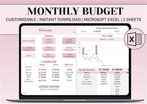 Monthly Budget Template, Microsoft Excel Budget Template, Income ...