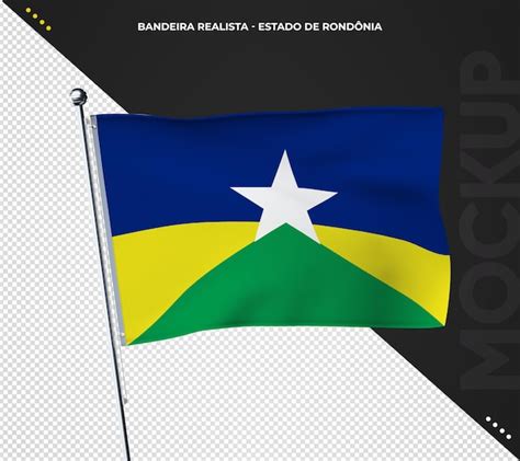 Bandeira do Estado Brasileiro 3D Realista Rondônia Brasil PSD Premium