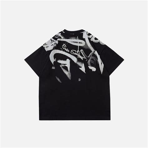 Black Graffiti T Shirt Daxuen Korean Street Fashion Outfits Shirts Outfit Mens Outfits