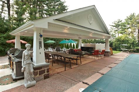 Outdoor Living Spaces Covered Patio And Pool Mediterranean Patio