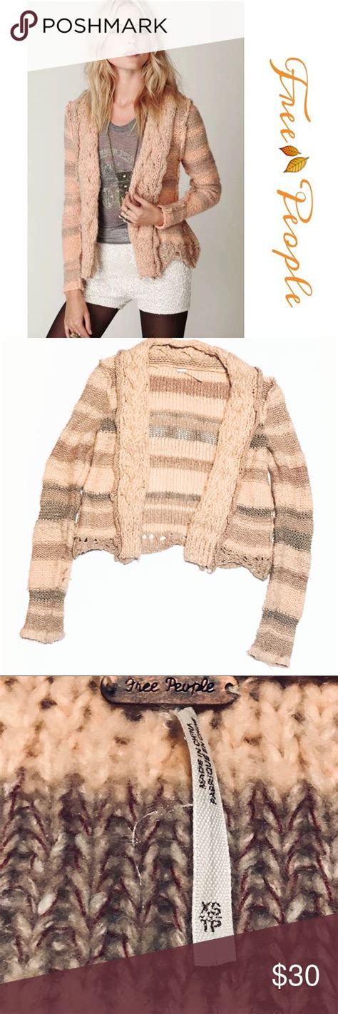 Cozy Peach Striped Cardigan By Free People