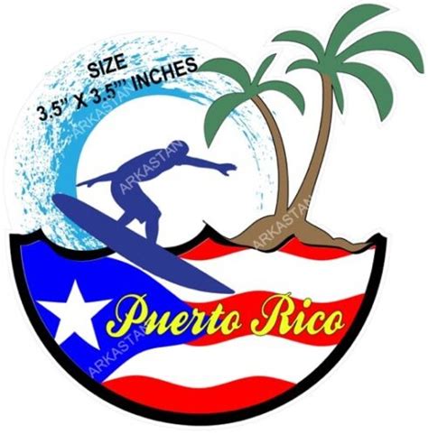 PUERTO RICO FLAG PR STICKER DECAL BANDERA PUERTO RICO BORICUA SURFER