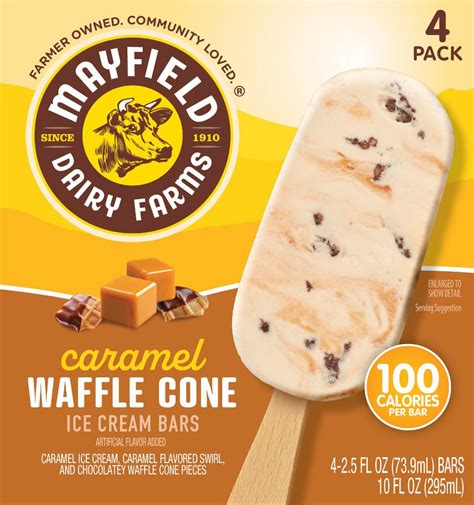 Caramel Waffle Cone Ice Cream Bars Pk Mayfield Dairy Farms