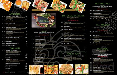 Koh Chang Thai Restaurant Menu In Missoula Montana Usa