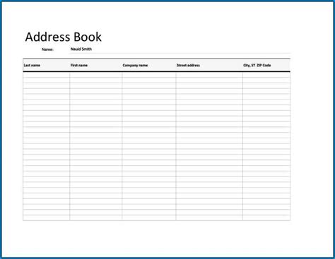 Printable Address Book Template Excel Printable Templates