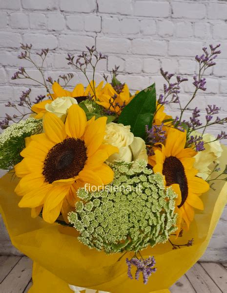 Bouquet Girasoli E Rose Bianche Fiori A Siena Fiorista A Siena Per