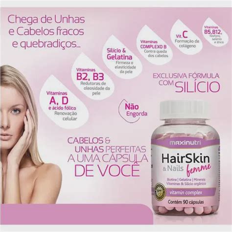 HairSkin Nails Maxinutri Cabelos Mais Fortes Biotina 90 Cps