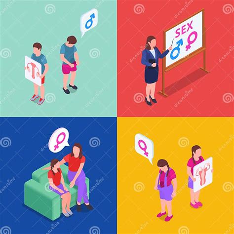 Sex Education Isometric Set Stock Vector Illustration Of Healthy