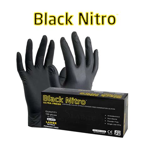 Black Nitrile Nitro Powder Free Disposable Gloves Heavy Duty Just