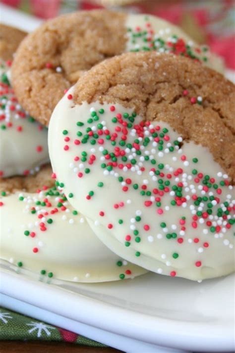 White Chocolate Dipped Molasses Spice Cookies Recipe Spice Cookie Recipes Molasses Cookies