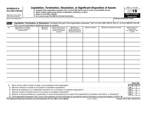 Irs Form 990 990 Ez Schedule N 2019 Fill Out Sign Online And