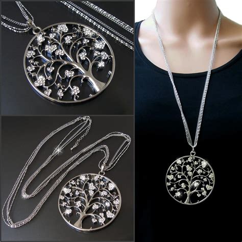 Xxl Halskette Silber Kette Mit Anh Nger Strass Zirkonia Mode Schmuck