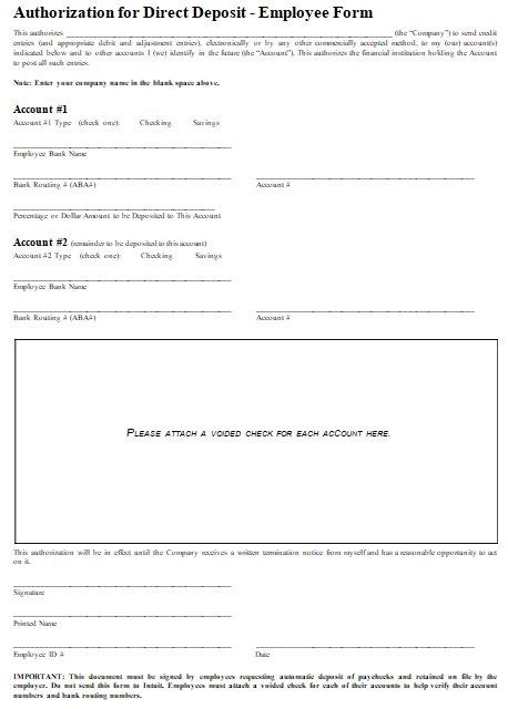 Free Printable Direct Deposit Form Template Word Excel Tmp