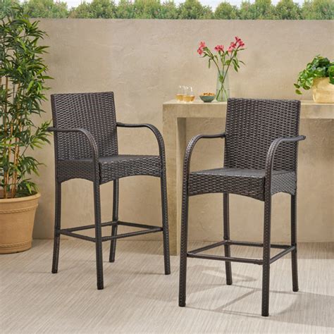 Lark Manor Set Of Collapsible Wicker Patio Bar Stools Wayfair