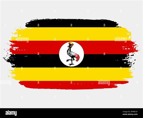 Bandera artística del cepillo del grunge de Uganda aislada sobre fondo