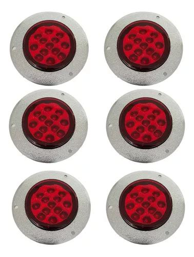 Plafón Redondo De 13 Leds Con Bisel Cromado Color Rojo 6 Pz